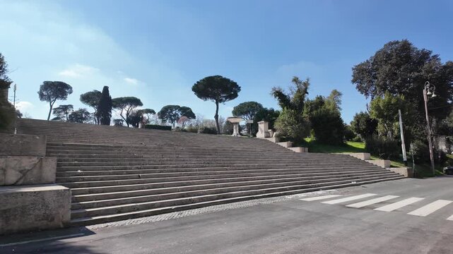 Monumental Stone Staircase Leading To Villa Borghese Park Rome