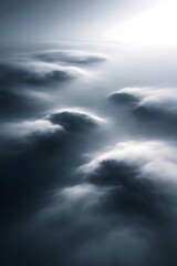 Obraz premium Aerial Minimal Fog Abstract with Isolated Mist Islands and Extreme Negative Space Background