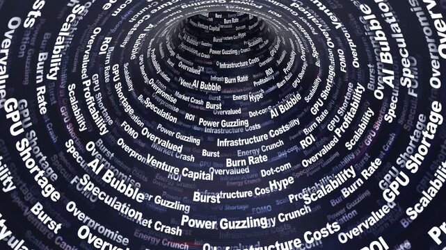 AI BUBBLE Keywords Animation on Tunnel Walls, Background, Loop
