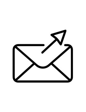 Minimalist outlined outgoing email icon for digital communication with envelope communication outgoing internet interface technology connectivity correspondence business