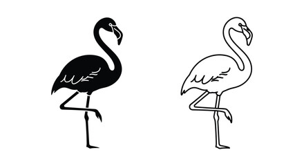 Fototapeta premium Black and White Flamingo Illustrations Design Vector