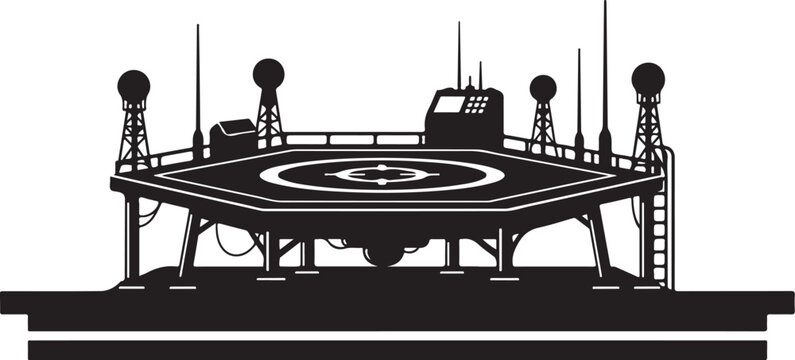 Helipad, helicopter landing pad, aerial platform, vector illustration