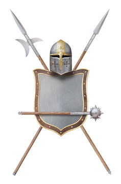 knight armor decorated with gold isolated on white