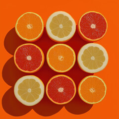 Fototapeta premium Geometric Citrus Pattern with Symmetrical Oranges