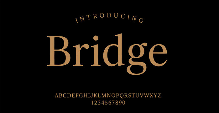 Introducing the elegant Bridge font on a sleek black background with gold text
