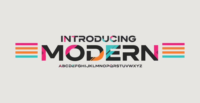 A modern font introduction with colorful typography and alphabet display