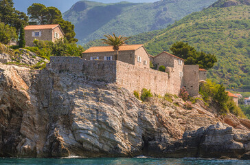 Fototapeta premium Shore of Island of Sveti Stefan near Budva in Montenegro
