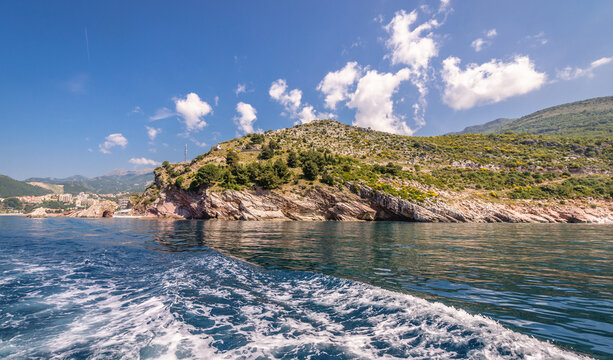 Adriatic Sea shore of Budva Riviera in Montenegro