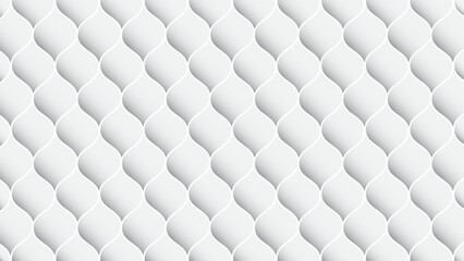 Obraz premium white seamless geometric pattern background with 3d quilted wave texture for modern upholstery and luxury wallpaper designs.