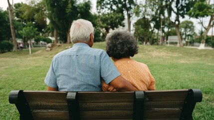 Fototapeta premium Elderly Couple Sharing a Bench in the Park