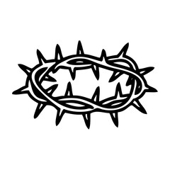 Corona de Cristo. Símbolo religioso. Dibujo sencillo con líneas de una corona de espinas © teracreonte