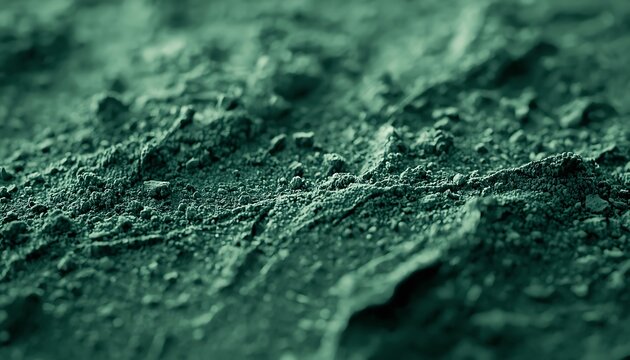 A close-up view of a textured, rough, and rocky green surface