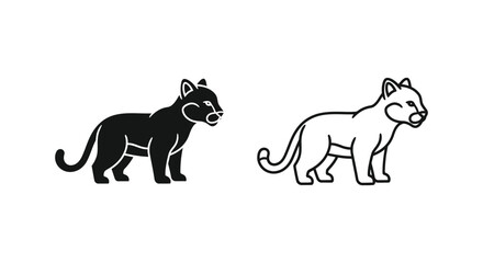 Naklejka premium Black and White Panther Cub Illustrations Vector