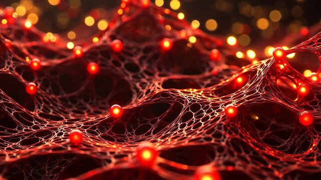 Advanced Abstract network of glowing red nodes for Digital Transformation and Cyber Infrastructure