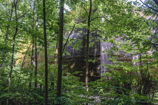 Military bunkers complex, headquarters of Oberkommando des Heeres High Command of German Army during WW2 in Mamerki, Poland