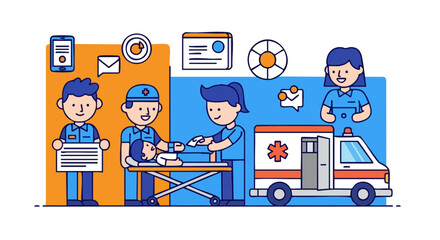 Fototapeta premium Emergency Medical Response Team and Ambulance Services Concept