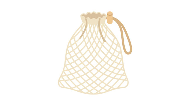 Drawstring mesh bag with string.