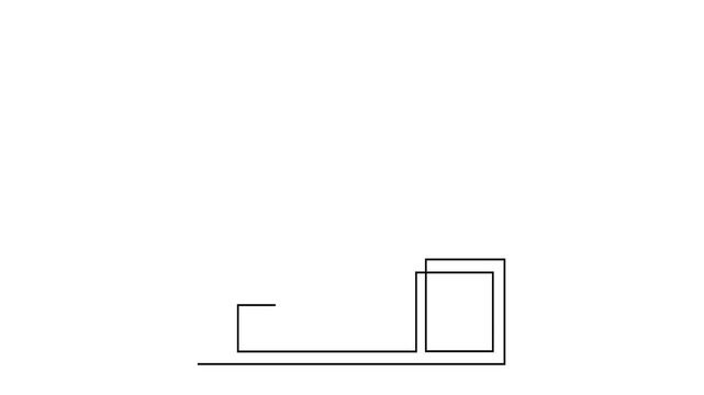 Animated self drawing of continuous line draw of  Trophy on a Podium.  Full length one line animation. 4K	