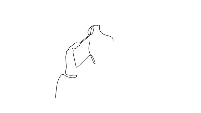 Animated self drawing of continuous line draw of Girl talking on phone   Full length one line animation. 4K	