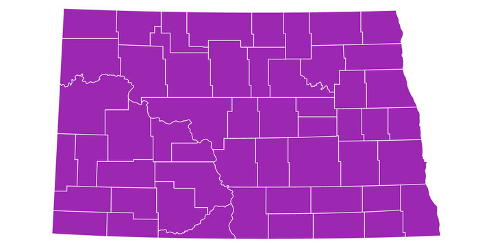 North Dakota map. North Dakota administrative map. counties map of North Dakota, empty map of North Dakota