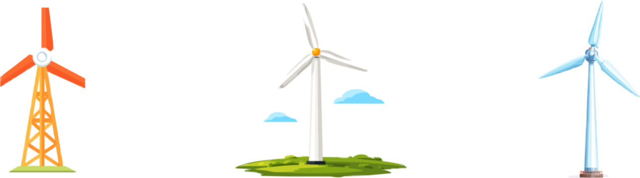 A simple windmill stands tall on a grassy base in a light blue sky, symbolizing clean energy for Global Wind Day