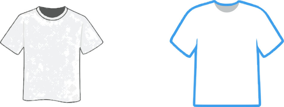 A minimalist, flat vector illustration of a simple white t-shirt with sharp clean contours against a pure white background