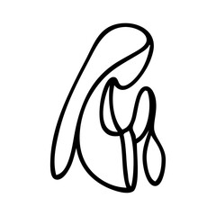 Logotipo con dibujo minimalista con única línea de una mujer rezando con las manos juntas. Símbolo de la Virgen María  © teracreonte
