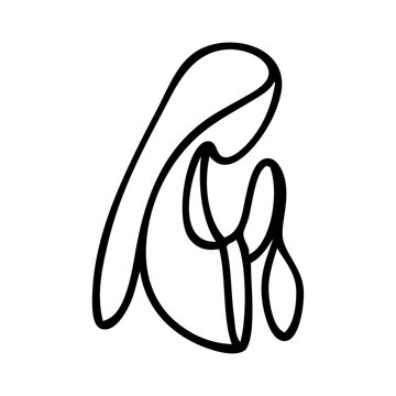Logotipo con dibujo minimalista con &uacute;nica l&iacute;nea de una mujer rezando con las manos juntas. S&iacute;mbolo de la Virgen Mar&iacute;a 
