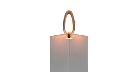 Fototapeta premium Close-up of a white square candle with a lit flame