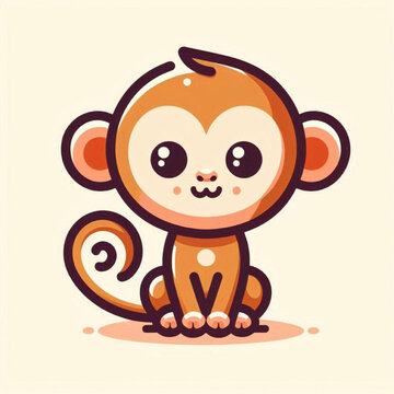 Cute Kawaii Monkey Illustration