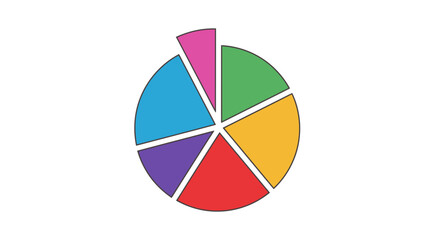 Fototapeta premium Colorful pie chart graphic illustrating data and proportions
