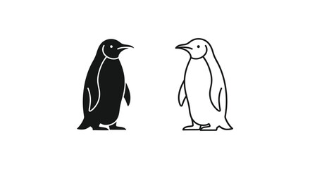 Obraz premium Penguin Icons Simple Black White Designs Vector