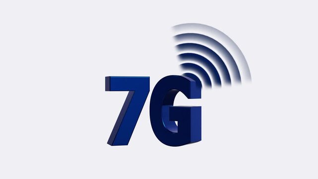 7G Network signal animation. radio wave signal with High network concept. 3D text with dark background.