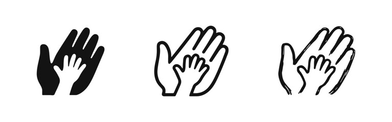 Obraz premium Adult Hand Holding Child's Hand Icons - Parental Care and Guidance