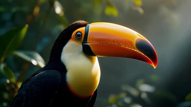 Cinematic 18K IMAX 70mm Backlit Side Profile of Toco Toucan in Golden Sun