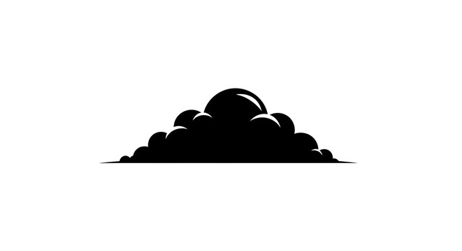 Stylized black cloud silhouette against a pure white background, evoking a sense of abstract weather or atmospheric representation