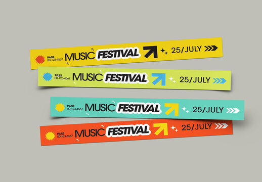 Colorful Music Festival Wristband Template With Modern Event Branding Design