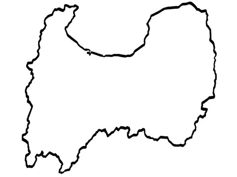 富山県地図 筆タッチ 和風 中部地方 日本 / A brushstroke map of Toyama Prefecture