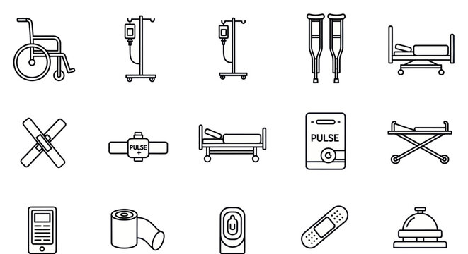 Medical Equipment Icons Line Style.