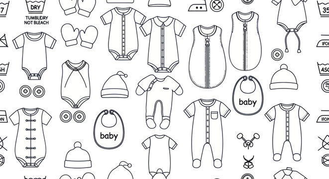 Baby clothes and accessories collection.