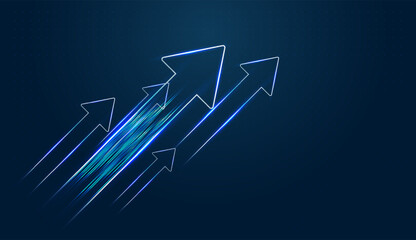 Dynamic Digital arrows surge up, symbolizing the rising power of modern global Finance. and Growing blue arrows illustrate a high-speed trajectory for up-coming Digital investments © Paradox-D