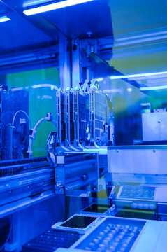 Vertical Gantry Setup. Vertical Structure Equipped With Guides And Specialized Tools For Production