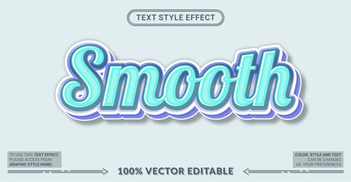 Editable text effect vector &ldquo;Smooth&rdquo; features soft bold lettering with clean curves and subtle gradients, creating a calm, elegant, and fluid visual style.