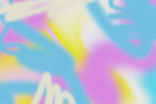 Abstract colorful grainy gradient background with street art style. Vibrant urban retro with scribbles texture. 