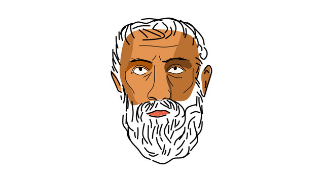 Parmenides portrait, flat vector illustration