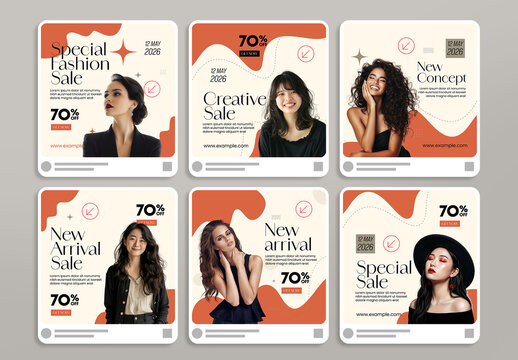 Modern Fashion Sale Social Media Post Template Set