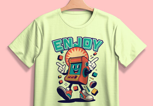 Retro Arcade Game Cartoon Character T Shirt Graphic Illustration Design