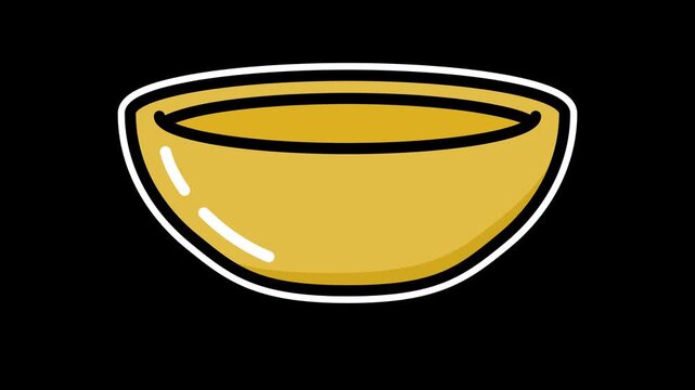 Seamless looping 4K animation of an empty brown bowl moving up and down on transparent alpha channel background, perfect for food, culinary, or minimalist dining motion graphic designs