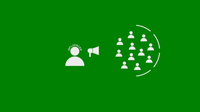 Influencer Marketing - Affiliate Marketing, Word-of-mouth Marketing - Business Marketing concept - minimal motion graphics clip, Green Screen, foreground color 7.5% gray