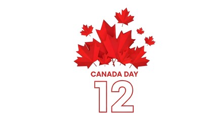 Fototapeta premium Canada day celebration featuring the number twelve with maple leaves